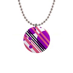 Purple Lines And Circles Button Necklaces by Valentinaart