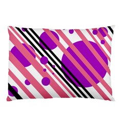 Purple Lines And Circles Pillow Case by Valentinaart