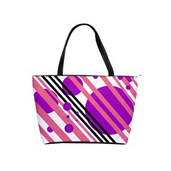 Purple Lines And Circles Shoulder Handbags by Valentinaart