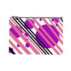 Purple Lines And Circles Cosmetic Bag (large)  by Valentinaart