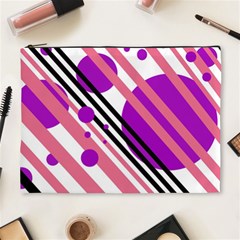 Purple Lines And Circles Cosmetic Bag (xl) by Valentinaart