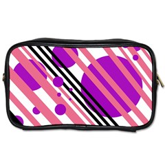 Purple Lines And Circles Toiletries Bags 2-side by Valentinaart