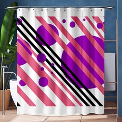 Purple Lines And Circles Shower Curtain 60  X 72  (medium)  by Valentinaart