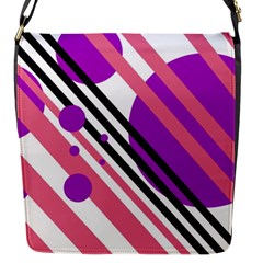 Purple Lines And Circles Flap Messenger Bag (s) by Valentinaart