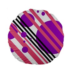 Purple Lines And Circles Standard 15  Premium Flano Round Cushions by Valentinaart