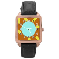 Abstract Sun Rose Gold Leather Watch  by Valentinaart