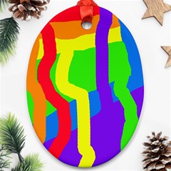 Rainbow Abstraction Ornament (oval)  by Valentinaart