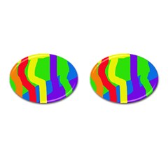 Rainbow Abstraction Cufflinks (oval) by Valentinaart