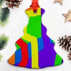 Rainbow Abstraction Christmas Tree Ornament (2 Sides) by Valentinaart