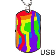 Rainbow Abstraction Dog Tag Usb Flash (one Side) by Valentinaart