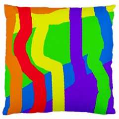 Rainbow Abstraction Large Cushion Case (two Sides) by Valentinaart