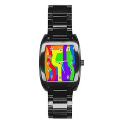 Rainbow Abstraction Stainless Steel Barrel Watch by Valentinaart