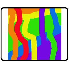 Rainbow Abstraction Double Sided Fleece Blanket (medium)  by Valentinaart