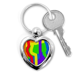 Rainbow Abstraction Key Chains (heart)  by Valentinaart