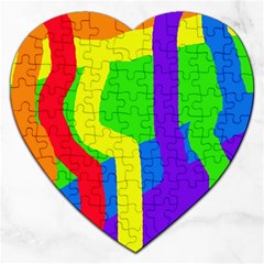 Rainbow Abstraction Jigsaw Puzzle (heart) by Valentinaart