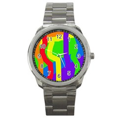 Rainbow Abstraction Sport Metal Watch by Valentinaart