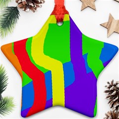 Rainbow Abstraction Star Ornament (two Sides)  by Valentinaart