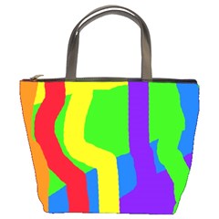 Rainbow Abstraction Bucket Bags by Valentinaart