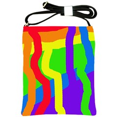 Rainbow Abstraction Shoulder Sling Bags by Valentinaart