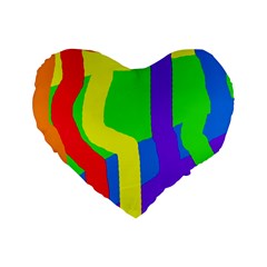 Rainbow Abstraction Standard 16  Premium Heart Shape Cushions by Valentinaart