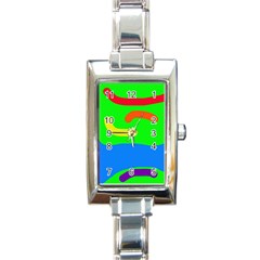 Rainbow Abstraction Rectangle Italian Charm Watch by Valentinaart