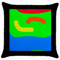 Rainbow Abstraction Throw Pillow Case (black) by Valentinaart