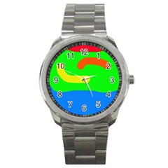 Rainbow Abstraction Sport Metal Watch by Valentinaart