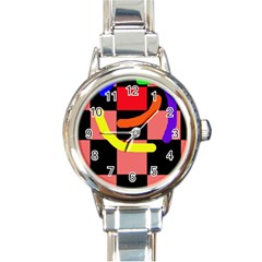 Multicolor abstraction Round Italian Charm Watch