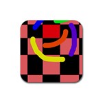 Multicolor abstraction Rubber Coaster (Square)  Front