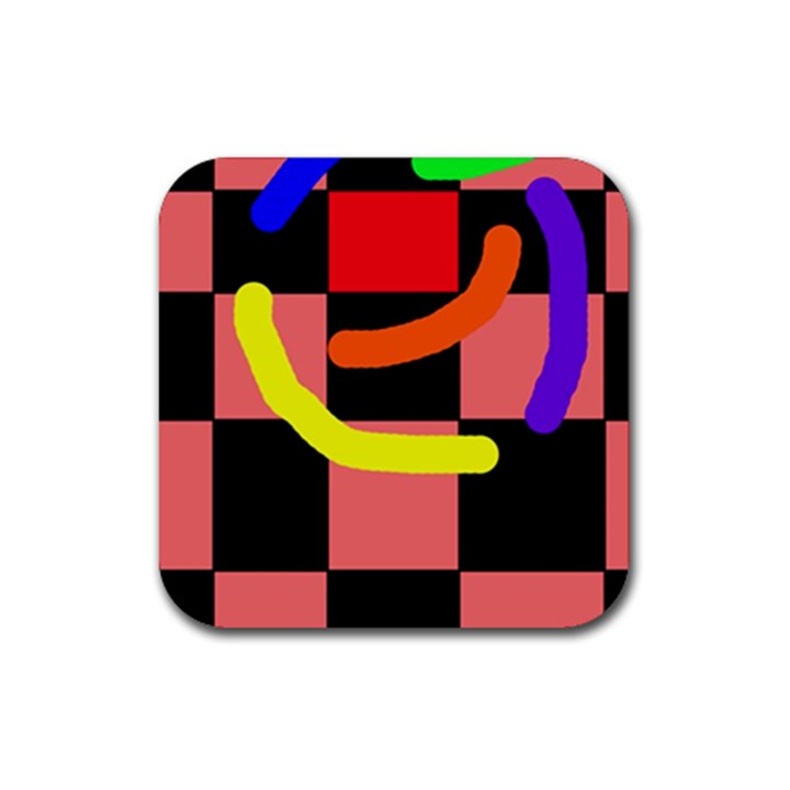 Multicolor abstraction Rubber Coaster (Square) 