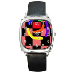 Multicolor abstraction Square Metal Watch