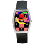 Multicolor abstraction Barrel Style Metal Watch Front