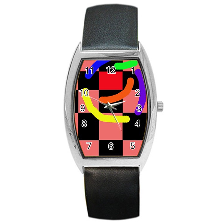 Multicolor abstraction Barrel Style Metal Watch