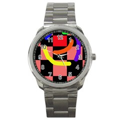 Multicolor Abstraction Sport Metal Watch by Valentinaart