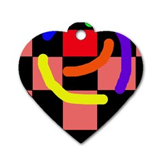 Multicolor abstraction Dog Tag Heart (One Side)