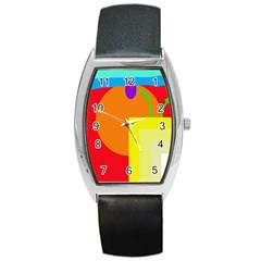 Colorful Abstraction Barrel Style Metal Watch by Valentinaart