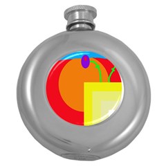 Colorful Abstraction Round Hip Flask (5 Oz) by Valentinaart