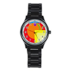 Colorful Abstraction Stainless Steel Round Watch by Valentinaart