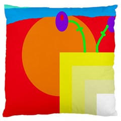 Colorful Abstraction Large Flano Cushion Case (two Sides) by Valentinaart