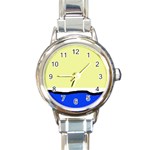 Yellow and blue simple design Round Italian Charm Watch Front