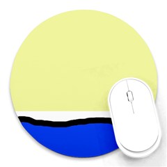 Yellow And Blue Simple Design Round Mousepads by Valentinaart