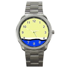 Yellow And Blue Simple Design Sport Metal Watch by Valentinaart