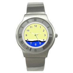 Yellow And Blue Simple Design Stainless Steel Watch by Valentinaart