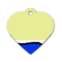 Yellow And Blue Simple Design Dog Tag Heart (two Sides) by Valentinaart