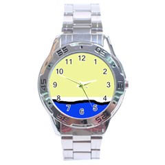 Yellow And Blue Simple Design Stainless Steel Analogue Watch by Valentinaart