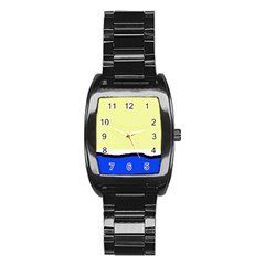 Yellow And Blue Simple Design Stainless Steel Barrel Watch by Valentinaart