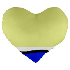 Yellow And Blue Simple Design Large 19  Premium Flano Heart Shape Cushions by Valentinaart