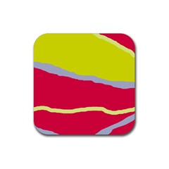 Red And Yellow Design Rubber Coaster (square)  by Valentinaart