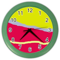 Red And Yellow Design Color Wall Clocks by Valentinaart