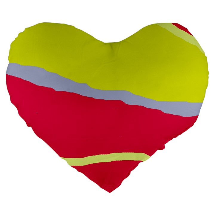 Red and yellow design Large 19  Premium Flano Heart Shape Cushions